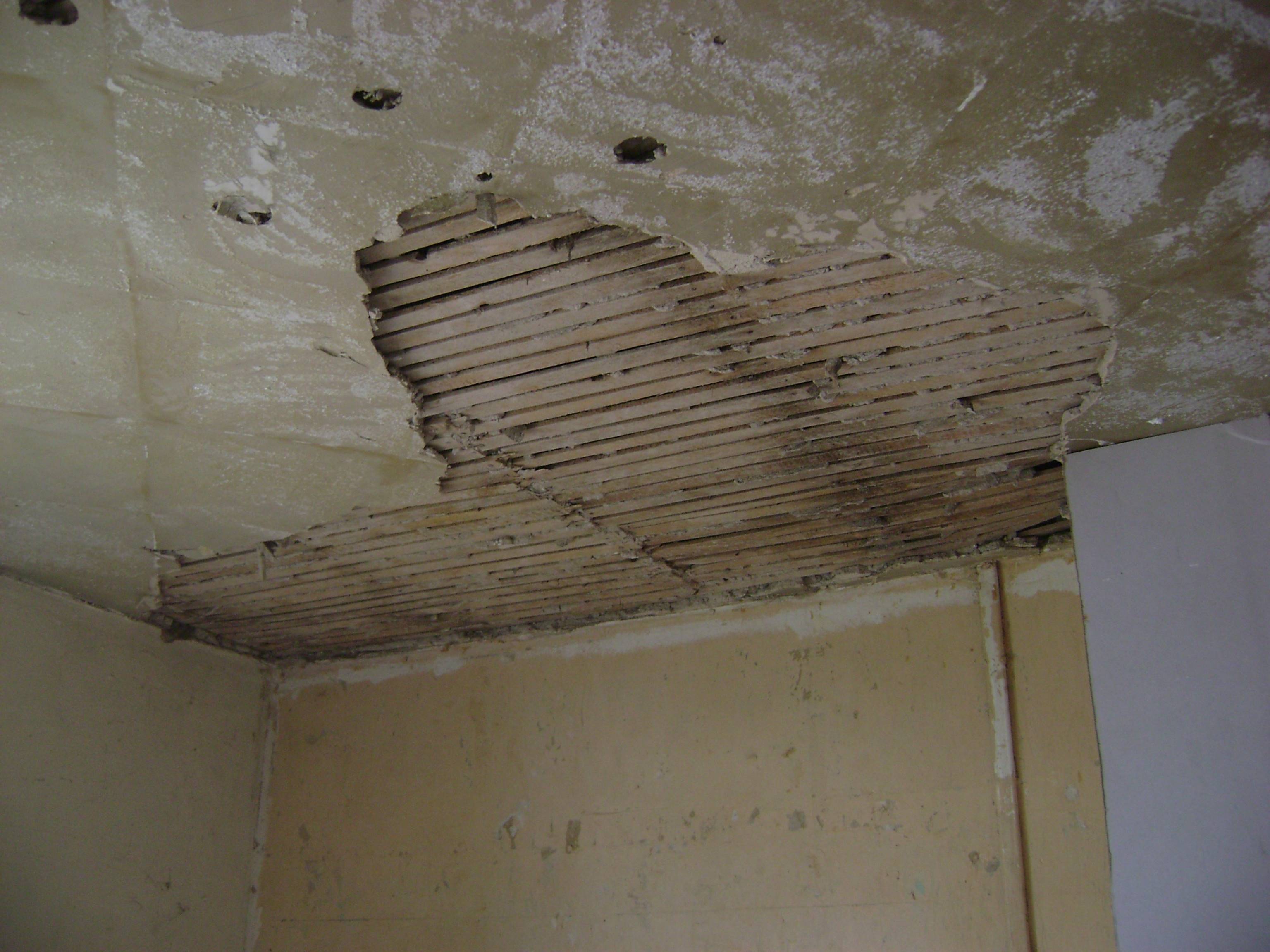 As the customer was removing polystyrene tiles a large section of ceiling came away