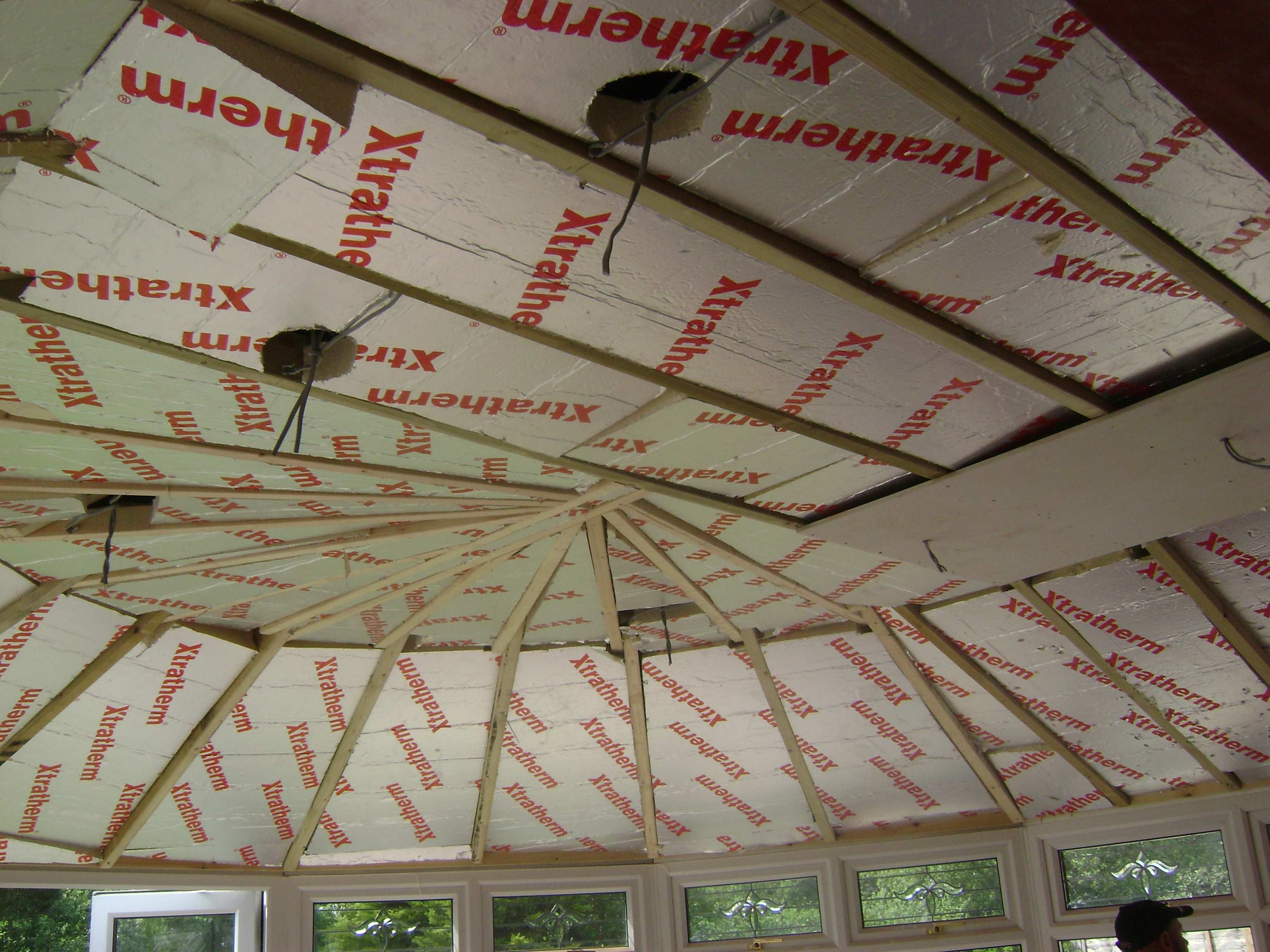 The insulation completed and the first sheet in position